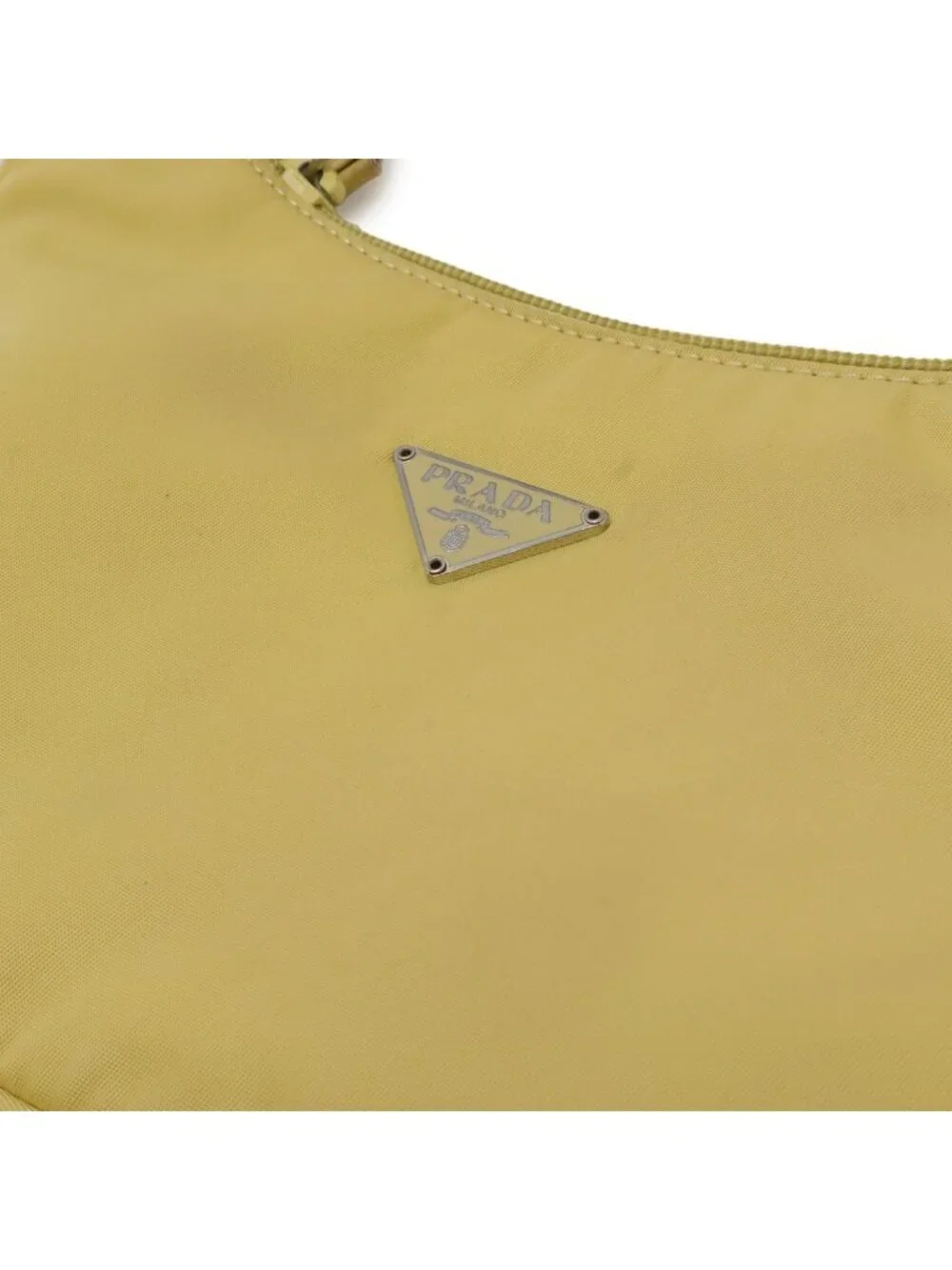 Prada Triangle Logo Pouch Mini Bag Party Nylon Yellow Silver